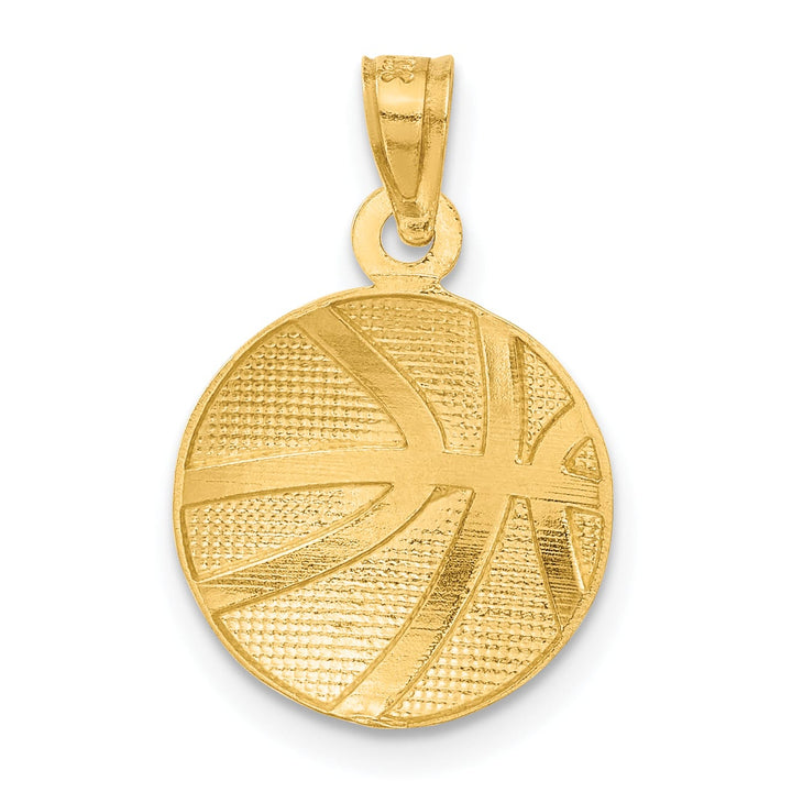 10K Yellow Gold Solid Polished Basketball Charm Pendant