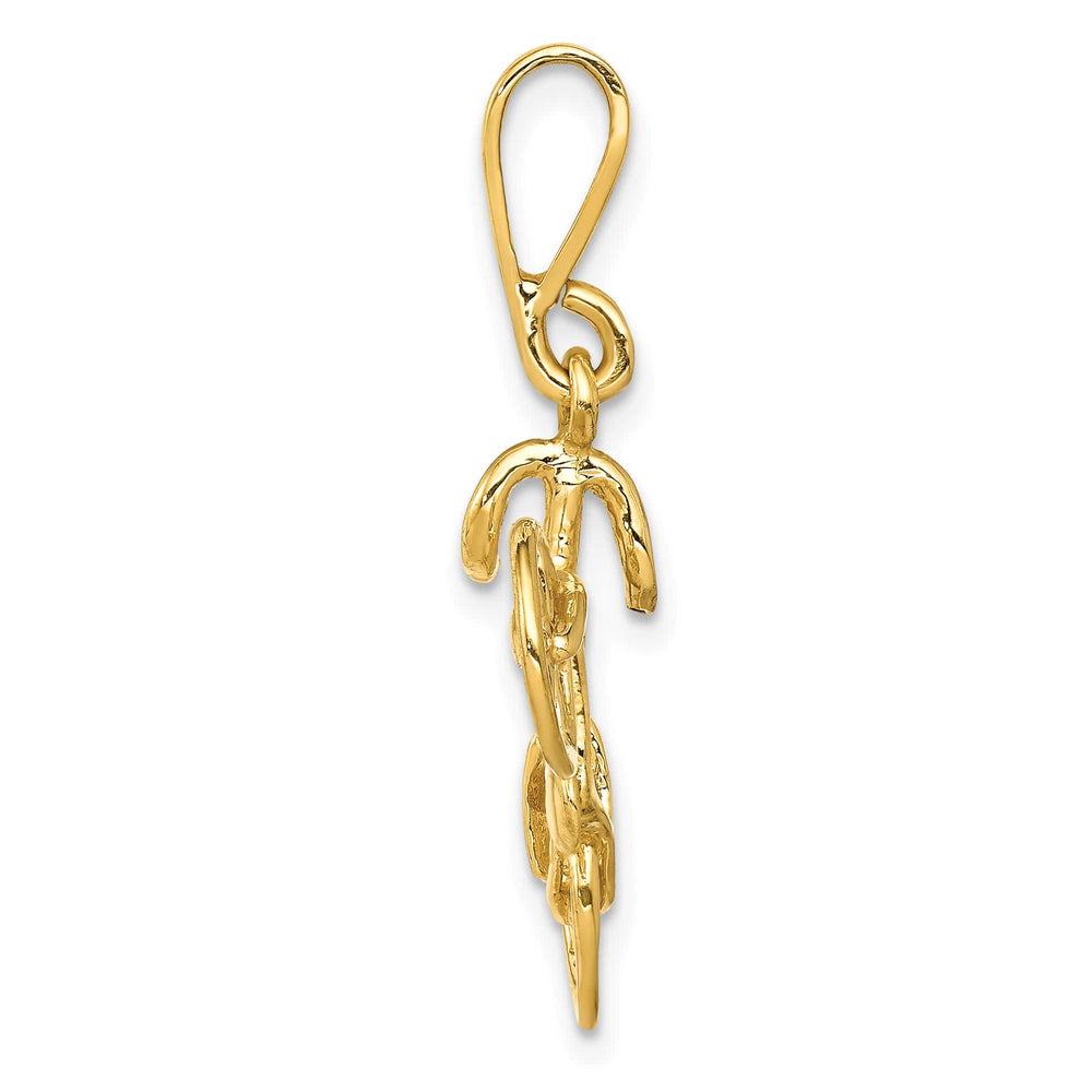 10K Yellow Gold Solid Polished Bicycle Charm Pendant