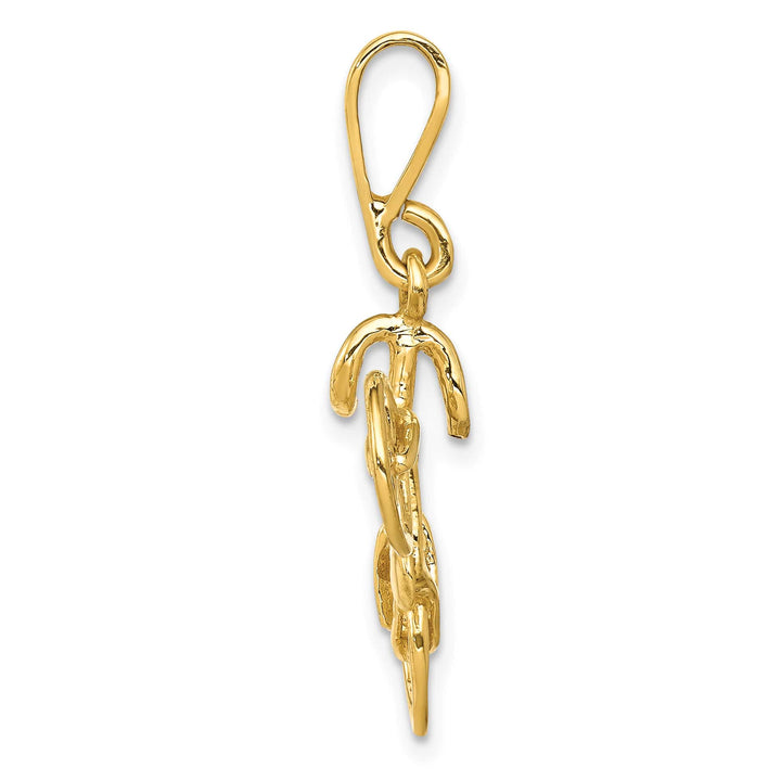 10K Yellow Gold Solid Polished Bicycle Charm Pendant