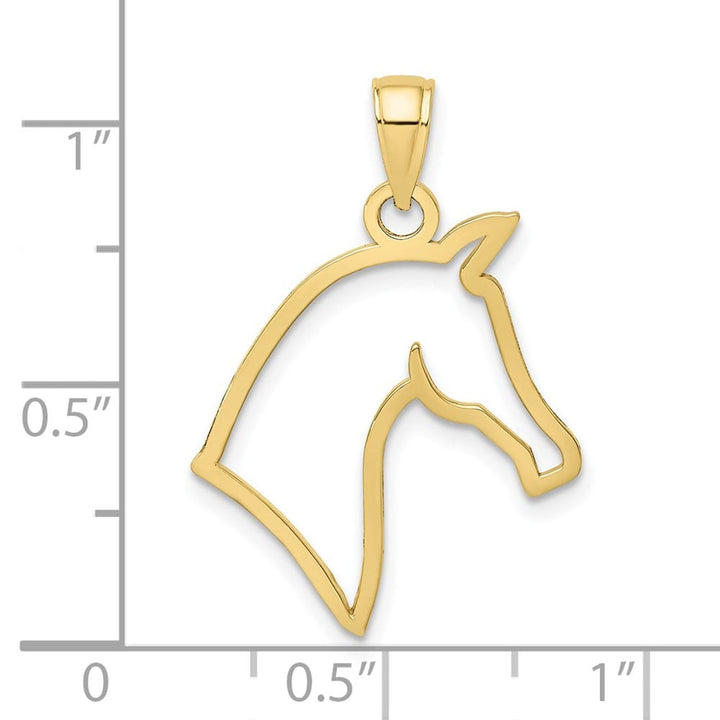 10K Yellow Gold Solid Polished Cut-Out Large Horse Head Profile Charm