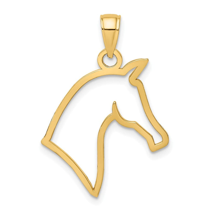 10K Yellow Gold Solid Polished Cut-Out Large Horse Head Profile Charm