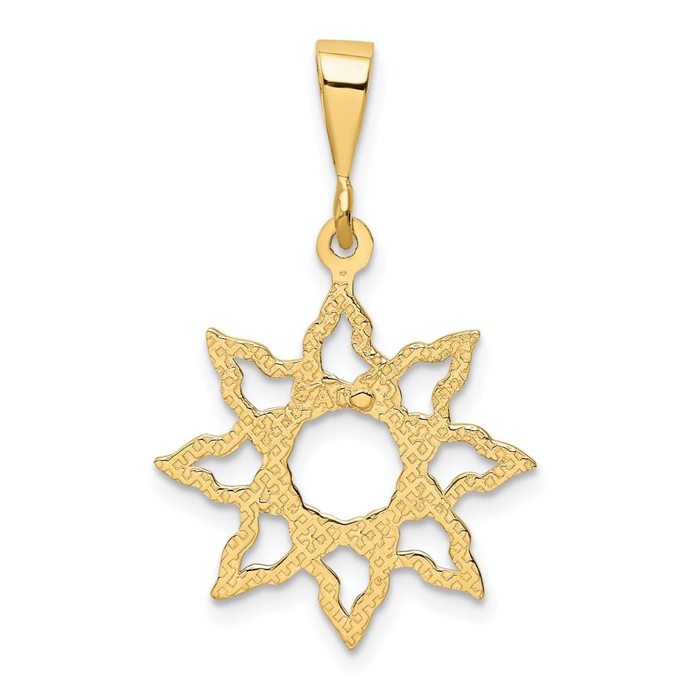 10K Yellow Gold Solid Polished Cut-out Large Sun Charm