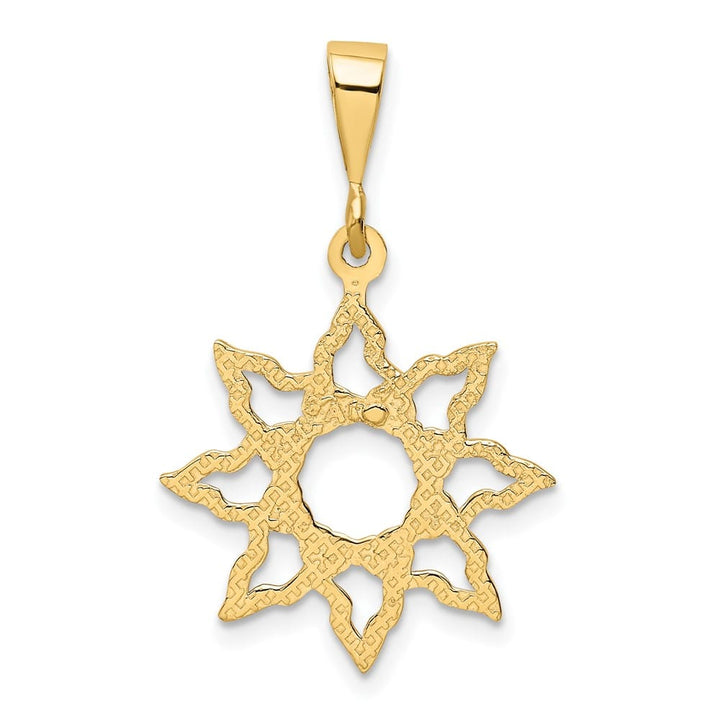 10K Yellow Gold Solid Polished Cut-out Large Sun Charm