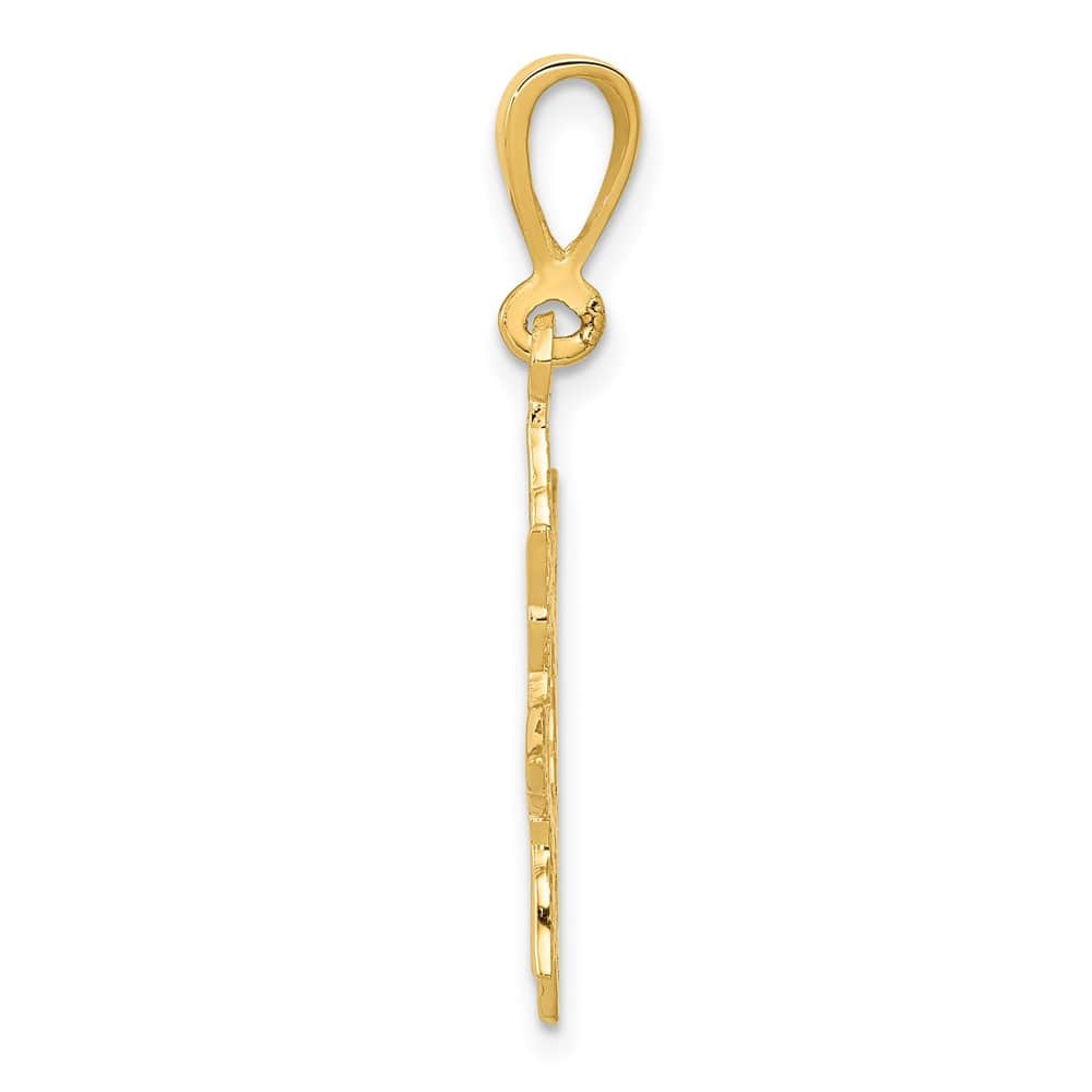 10K Yellow Gold Solid Polished Cut-out Large Sun Charm