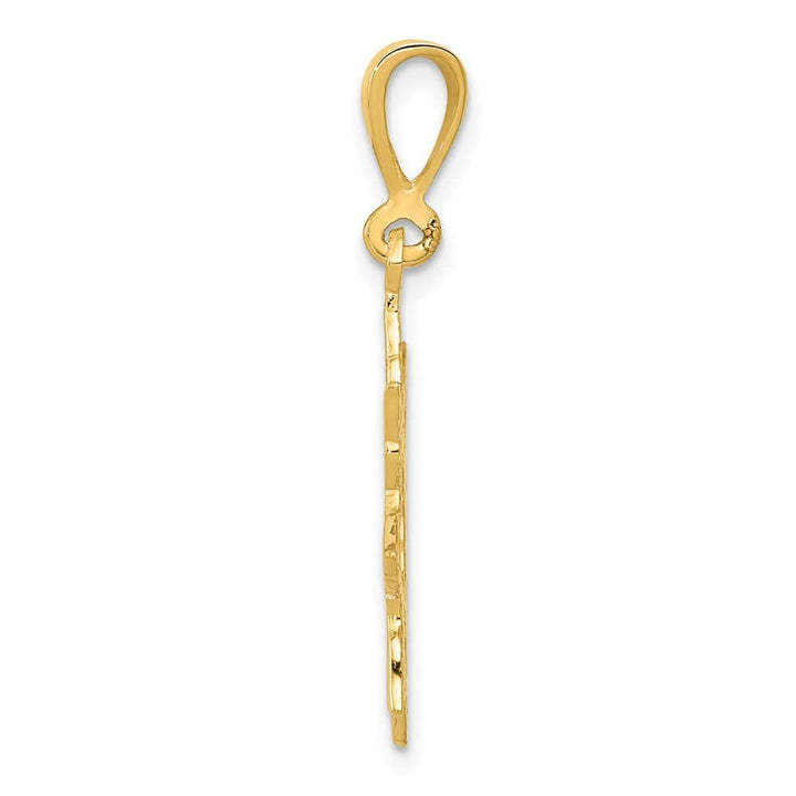 10K Yellow Gold Solid Polished Cut-out Large Sun Charm