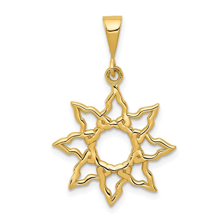 10K Yellow Gold Solid Polished Cut-out Large Sun Charm