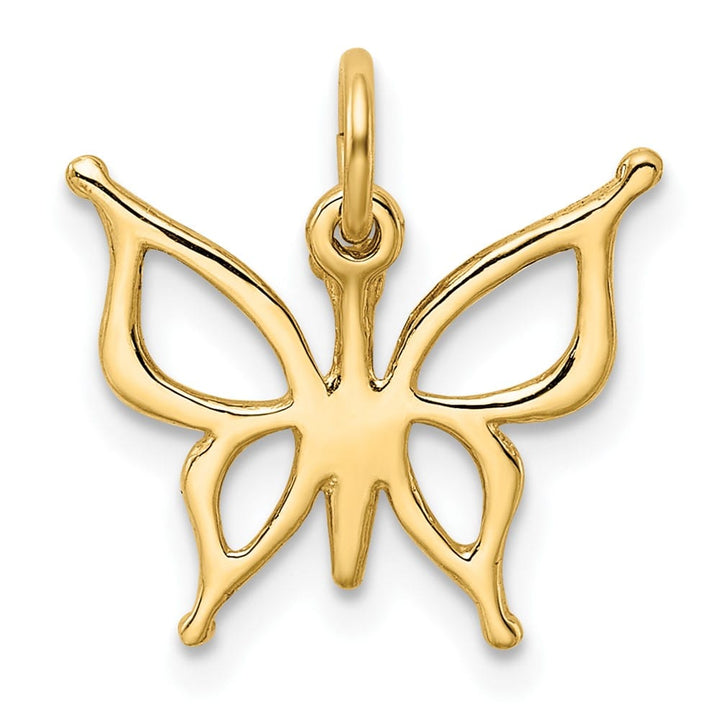 10K Yellow Gold Solid Polished Cut-out Medium Butterfly Charm