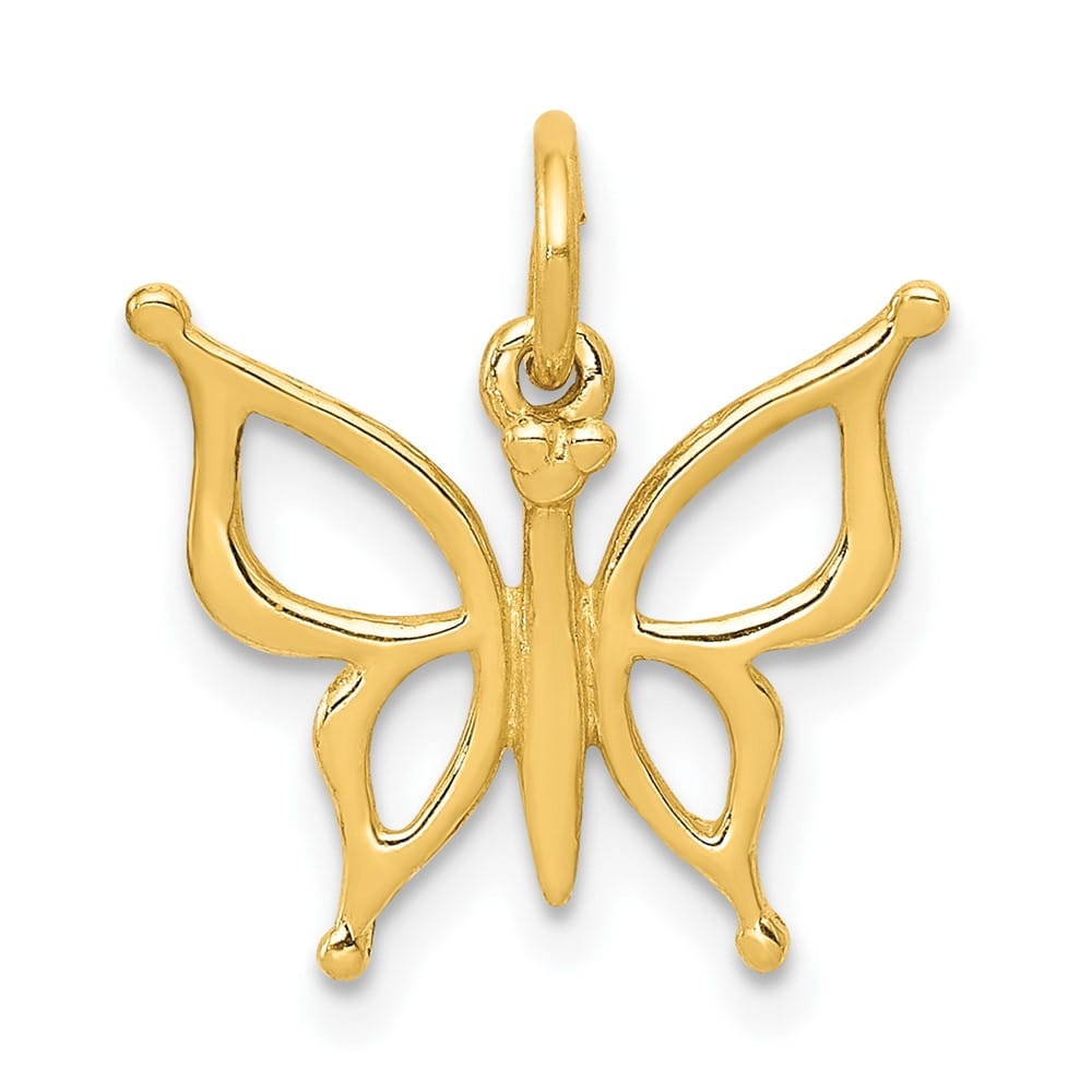10K Yellow Gold Solid Polished Cut-out Medium Butterfly Charm