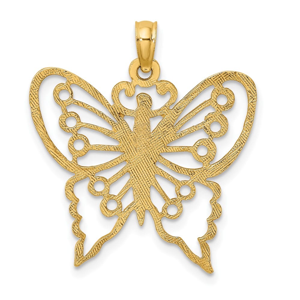 10K Yellow Gold Solid Polished Cut-Out Medium Butterfly Charm
