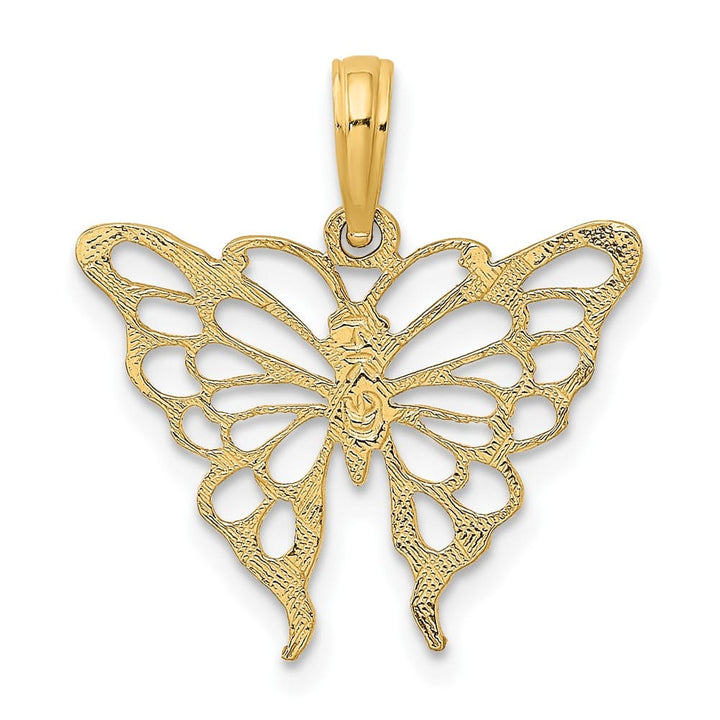 10K Yellow Gold Solid Polished Cut-out Medium Butterfly Charm