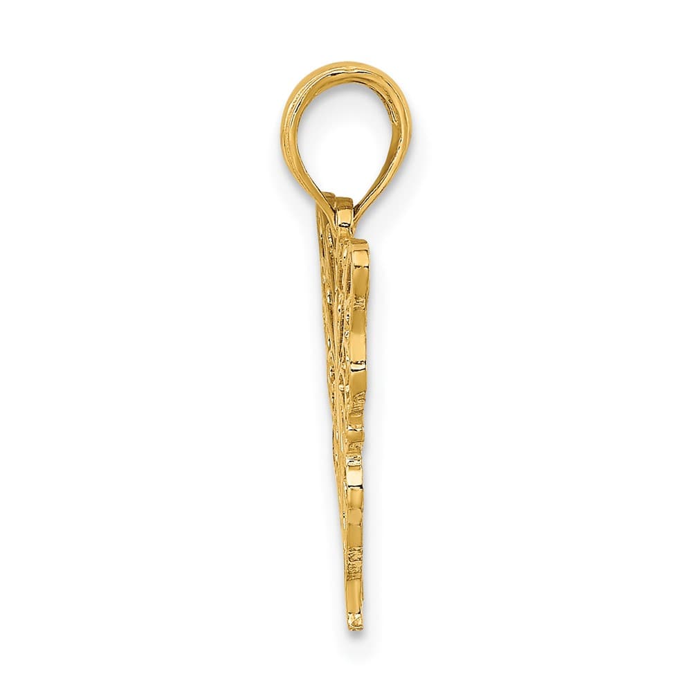 10K Yellow Gold Solid Polished Cut-out Medium Butterfly Charm