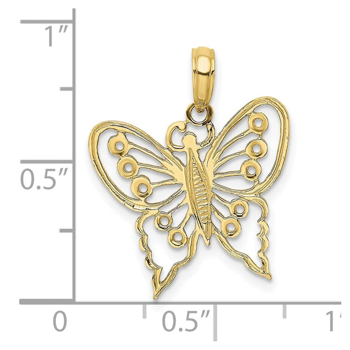 10K Yellow Gold Solid Polished Cut-Out Medium Butterfly Charm