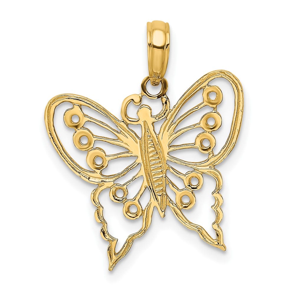 10K Yellow Gold Solid Polished Cut-Out Medium Butterfly Charm