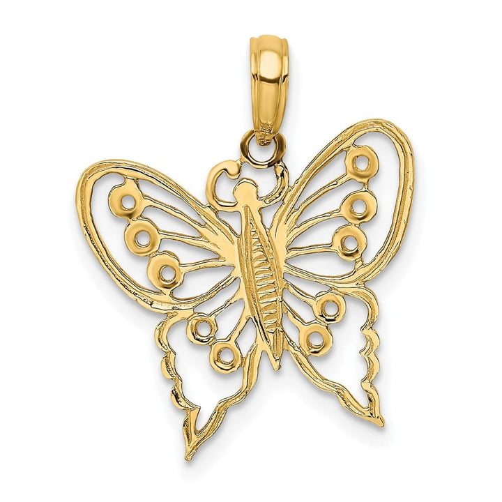 10K Yellow Gold Solid Polished Cut-Out Medium Butterfly Charm