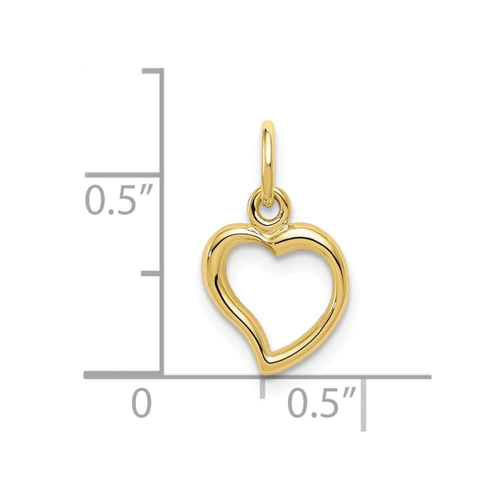 10K Yellow Gold Solid Polished Cut-out Medium Heart Pendant