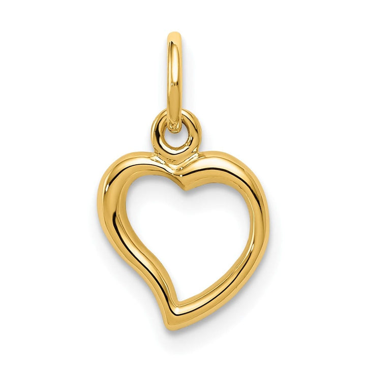 10K Yellow Gold Solid Polished Cut-out Medium Heart Pendant