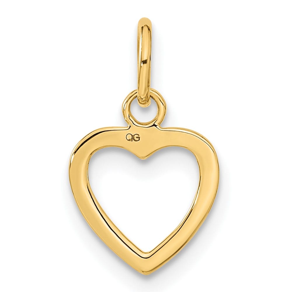 10K Yellow Gold Solid Polished Cut-out Medium Heart Pendant