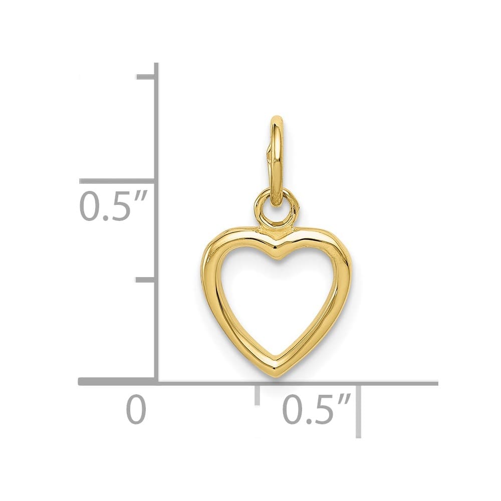 10K Yellow Gold Solid Polished Cut-out Medium Heart Pendant