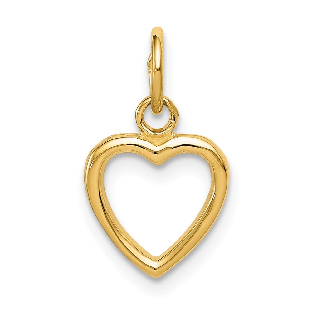 10K Yellow Gold Solid Polished Cut-out Medium Heart Pendant