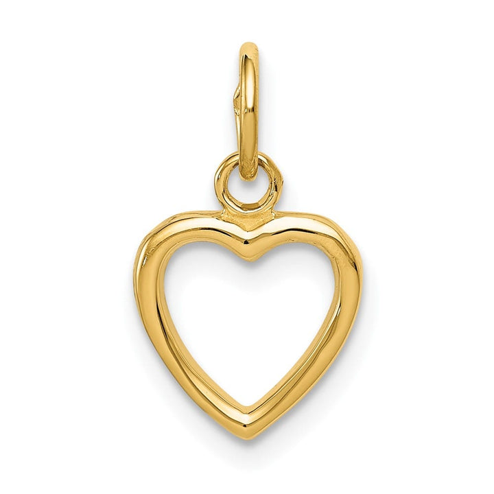10K Yellow Gold Solid Polished Cut-out Medium Heart Pendant