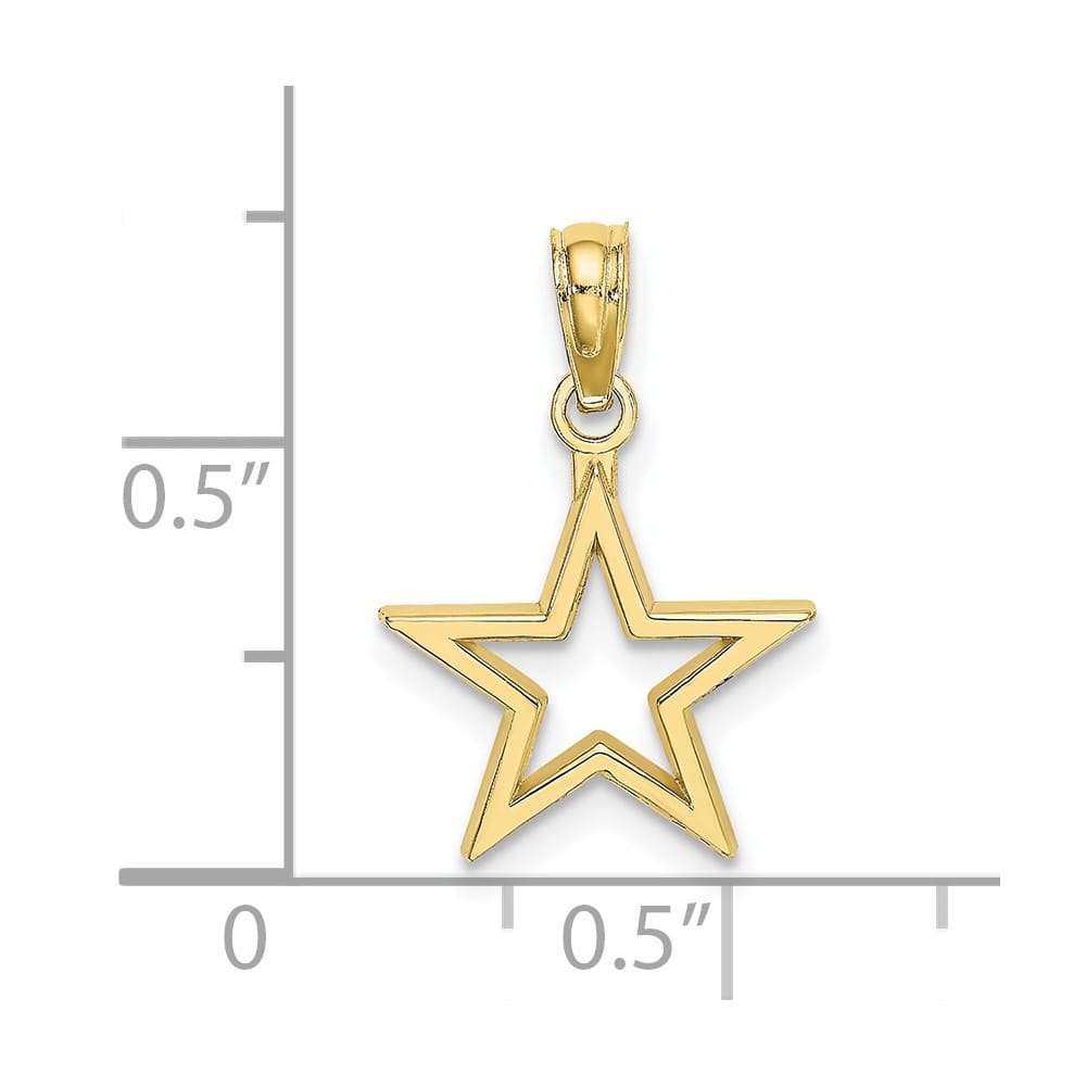 10K Yellow Gold Solid Polished Cut-out Medium Star Charm