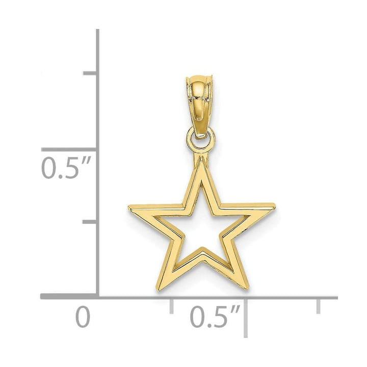 10K Yellow Gold Solid Polished Cut-out Medium Star Charm