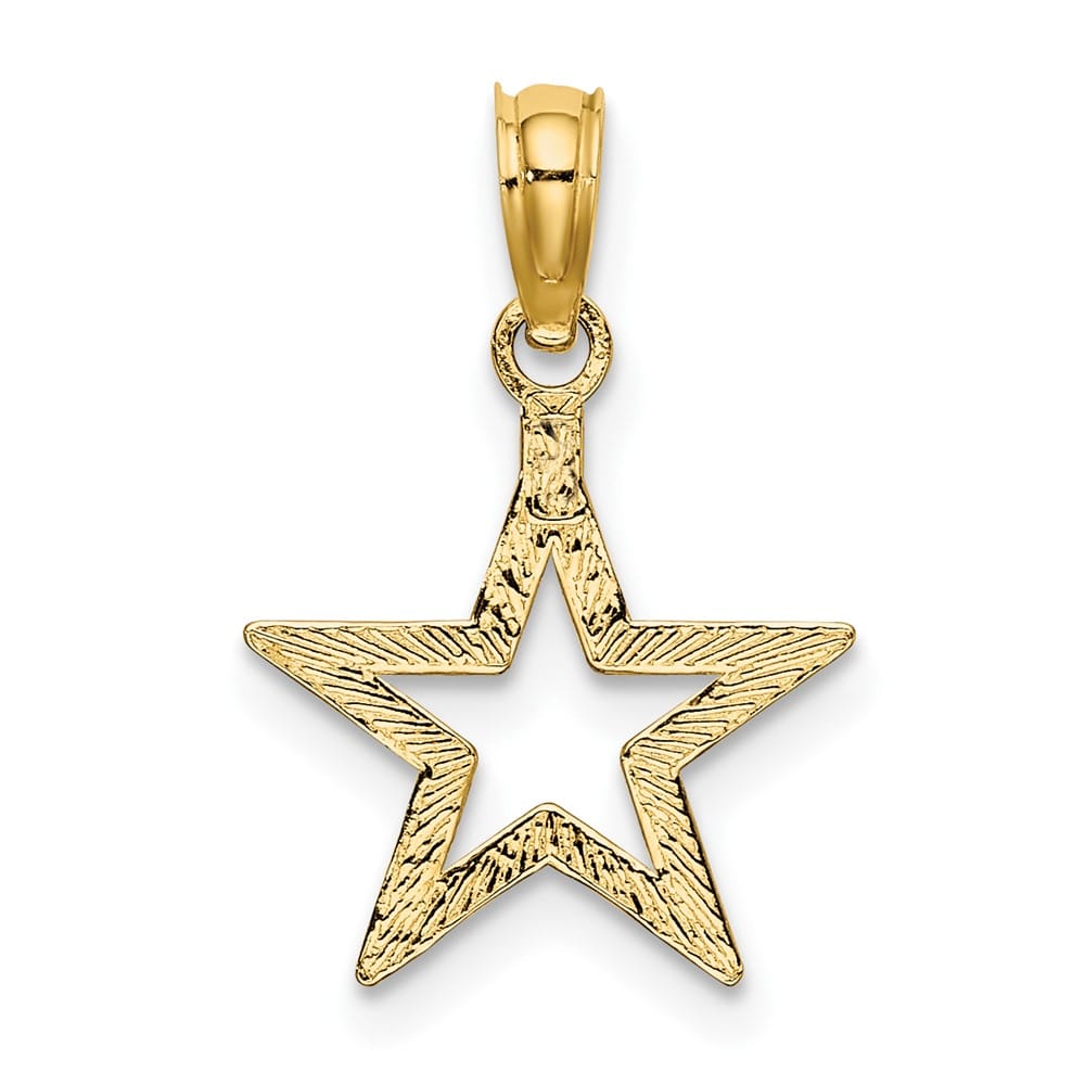 10K Yellow Gold Solid Polished Cut-out Medium Star Charm
