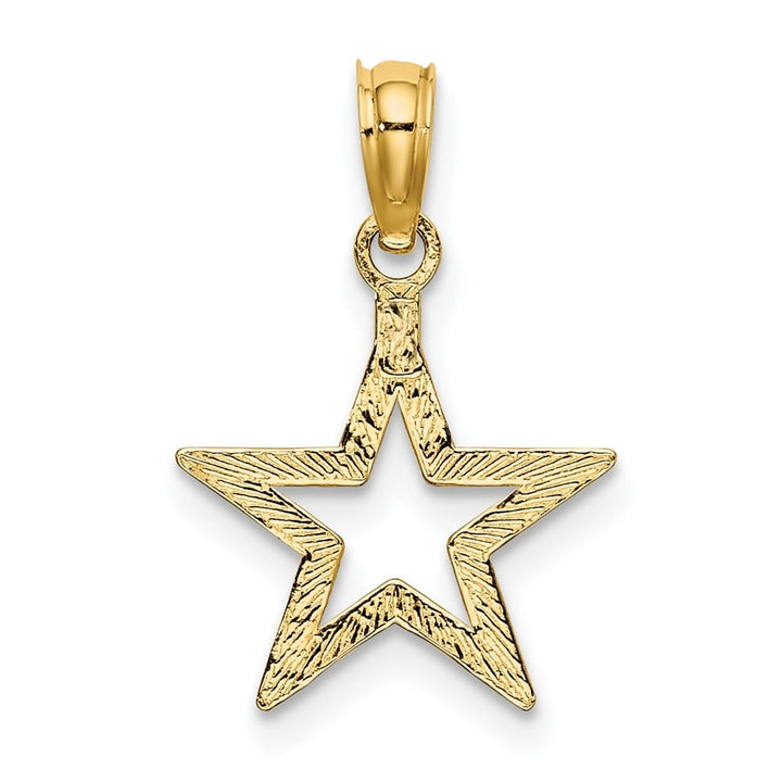 10K Yellow Gold Solid Polished Cut-out Medium Star Charm