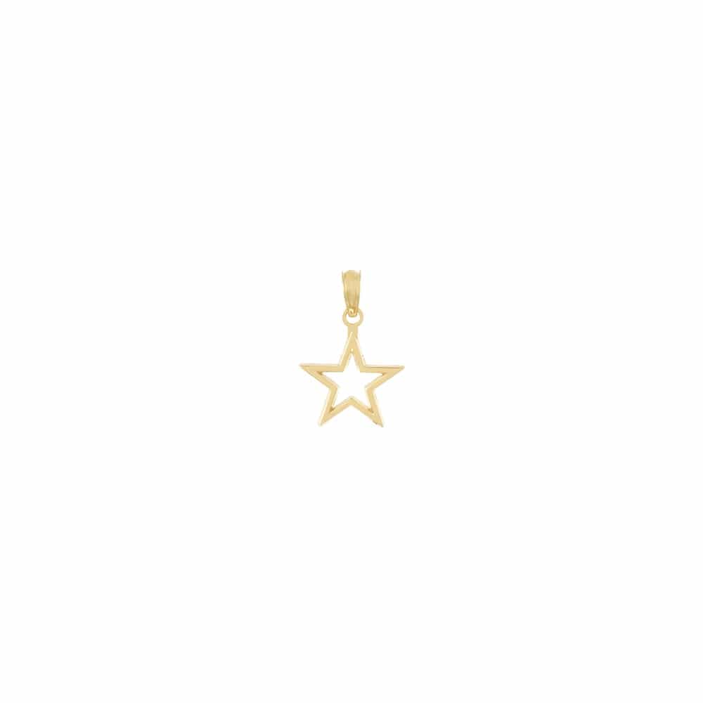 10K Yellow Gold Solid Polished Cut-out Medium Star Charm