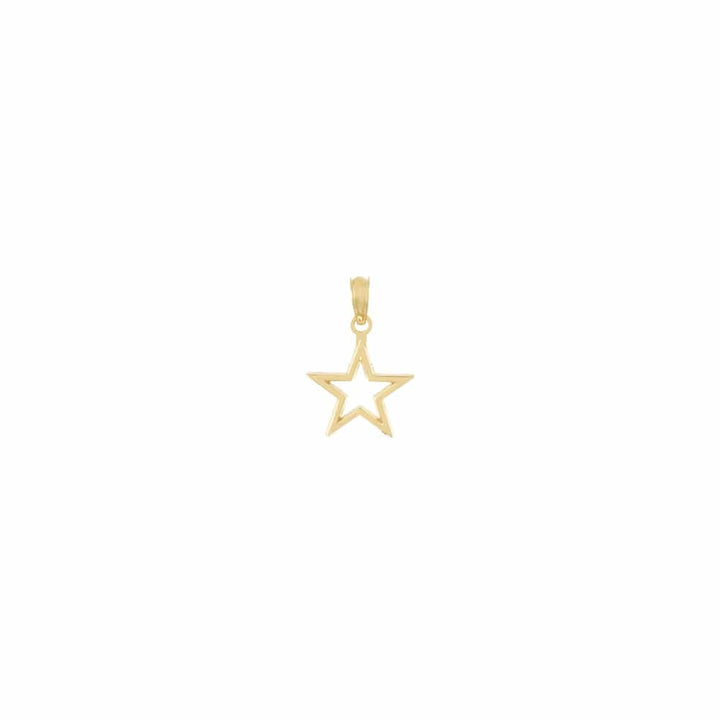 10K Yellow Gold Solid Polished Cut-out Medium Star Charm