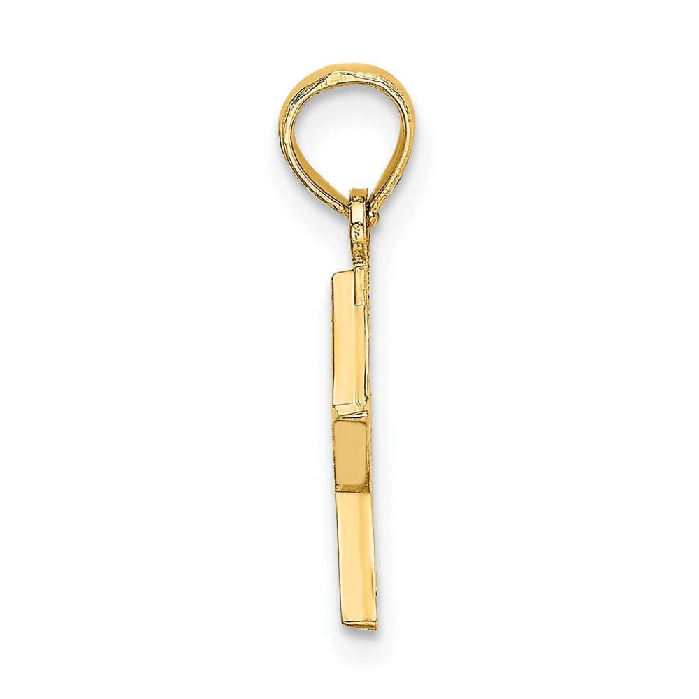 10K Yellow Gold Solid Polished Cut-out Medium Star Charm