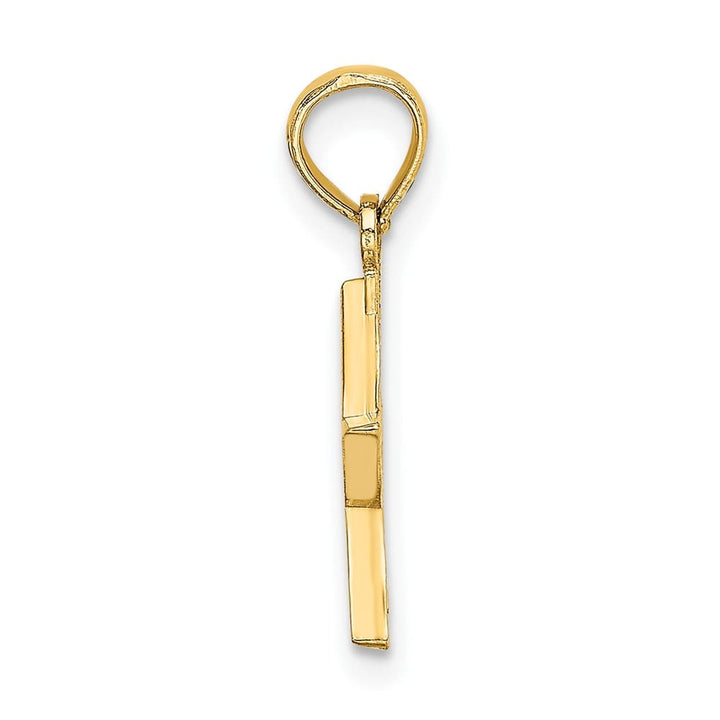 10K Yellow Gold Solid Polished Cut-out Medium Star Charm