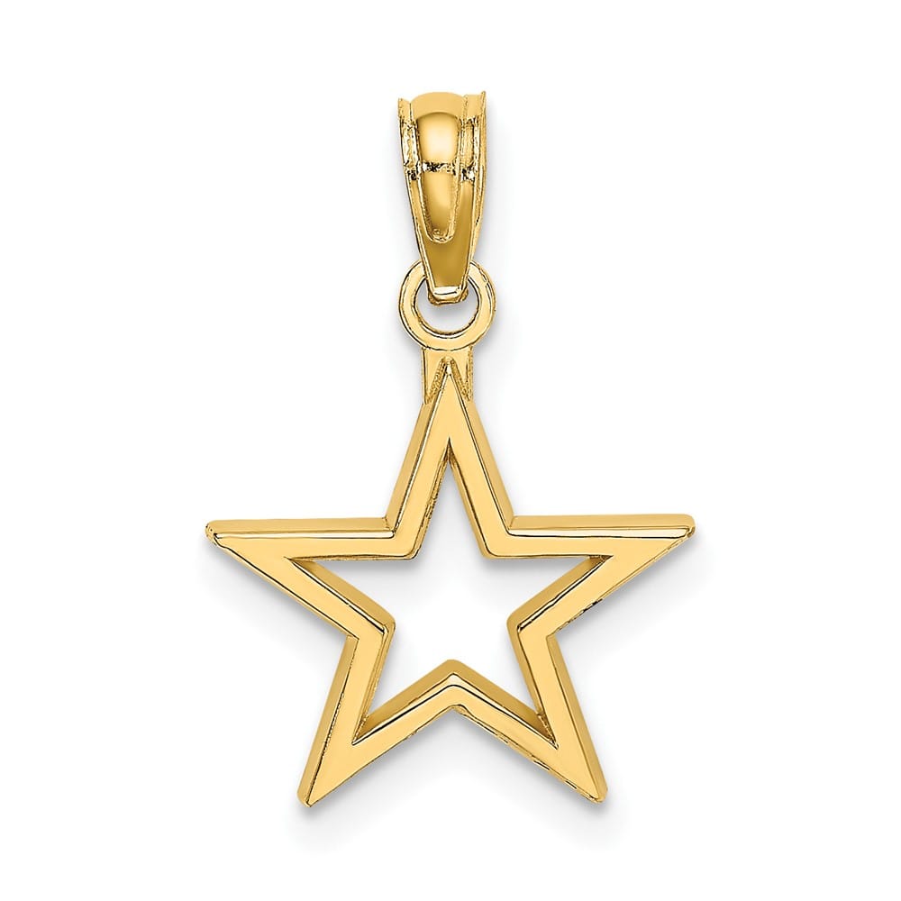 10K Yellow Gold Solid Polished Cut-out Medium Star Charm