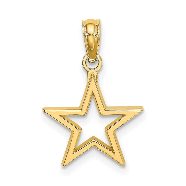 10K Yellow Gold Solid Polished Cut-out Medium Star Charm