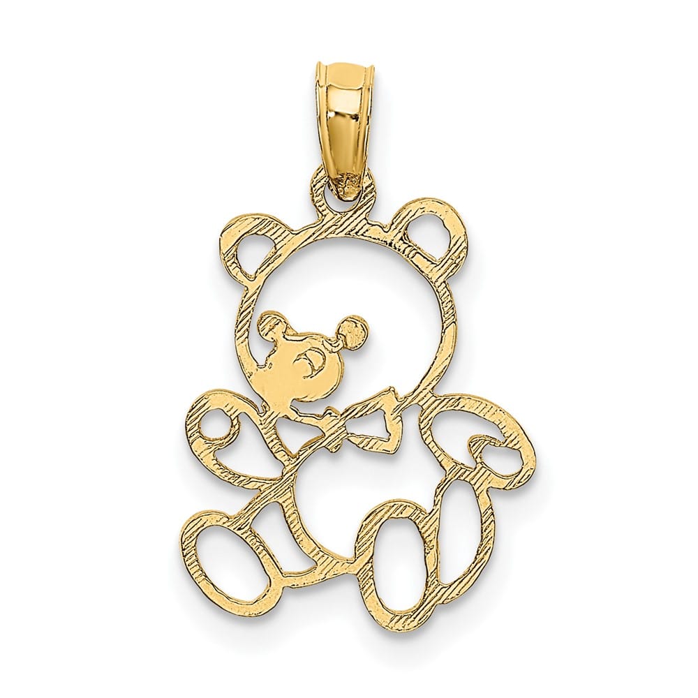 10K Yellow Gold Solid Polished Cut-Out Petite Teddy Bear Charm
