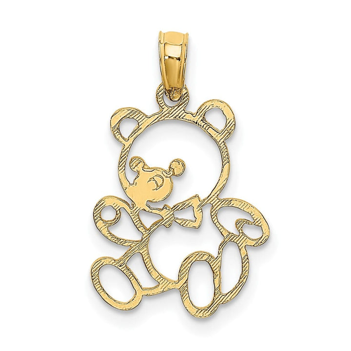10K Yellow Gold Solid Polished Cut-Out Petite Teddy Bear Charm