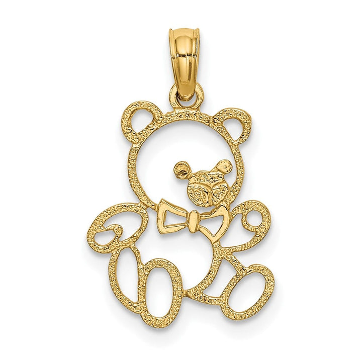 10K Yellow Gold Solid Polished Cut-Out Petite Teddy Bear Charm