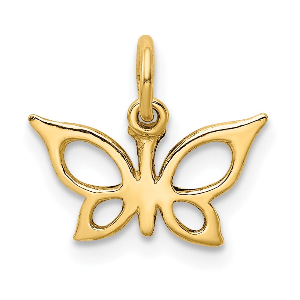 10K Yellow Gold Solid Polished Cut-out Small Butterfly Charm