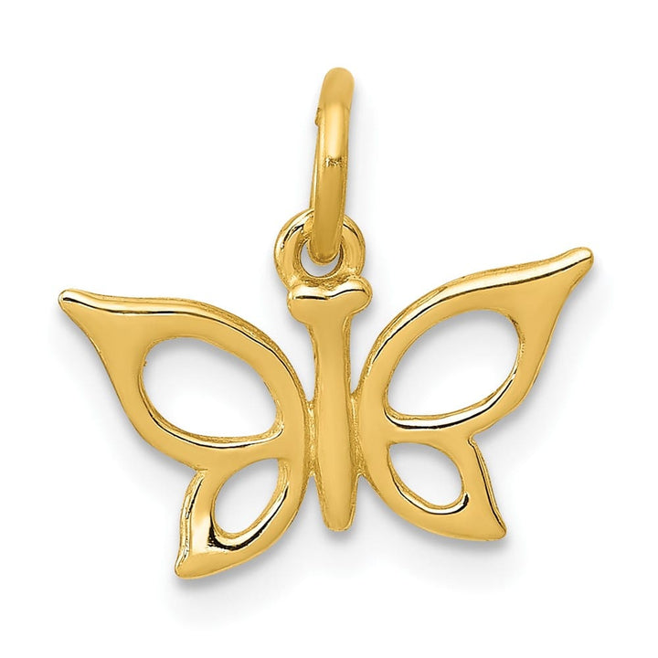 10K Yellow Gold Solid Polished Cut-out Small Butterfly Charm