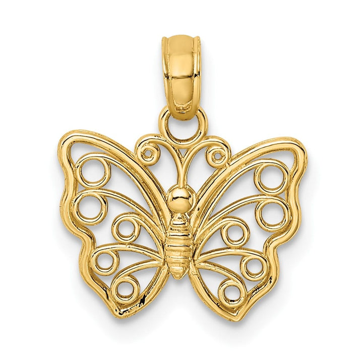 10K Yellow Gold Solid Polished Cut-Out Small Butterfly Charm