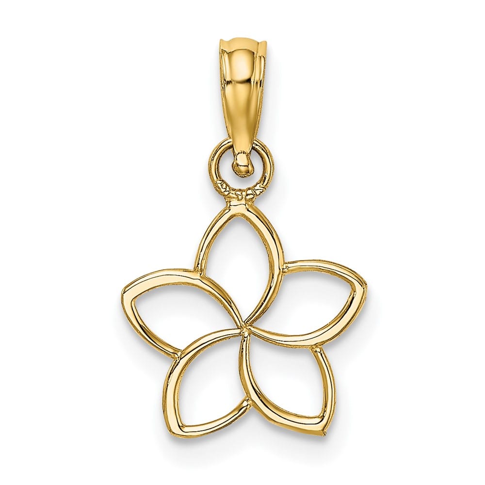 10K Yellow Gold Solid Polished Cut-Out Small Flower Charm