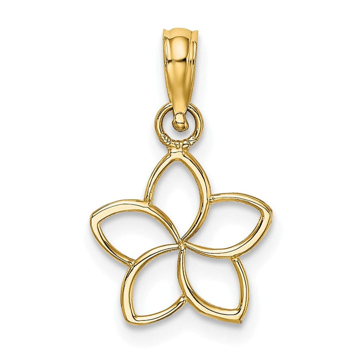 10K Yellow Gold Solid Polished Cut-Out Small Flower Charm