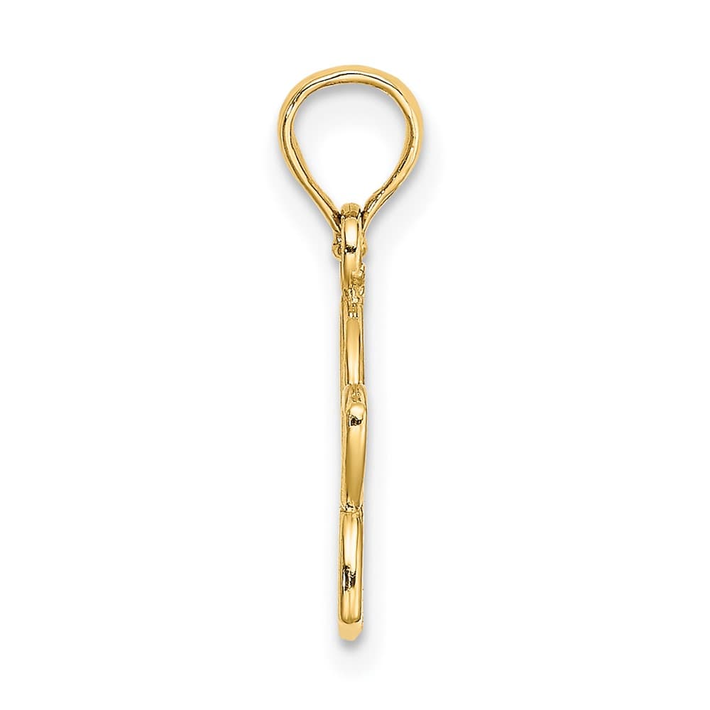 10K Yellow Gold Solid Polished Cut-Out Small Flower Charm