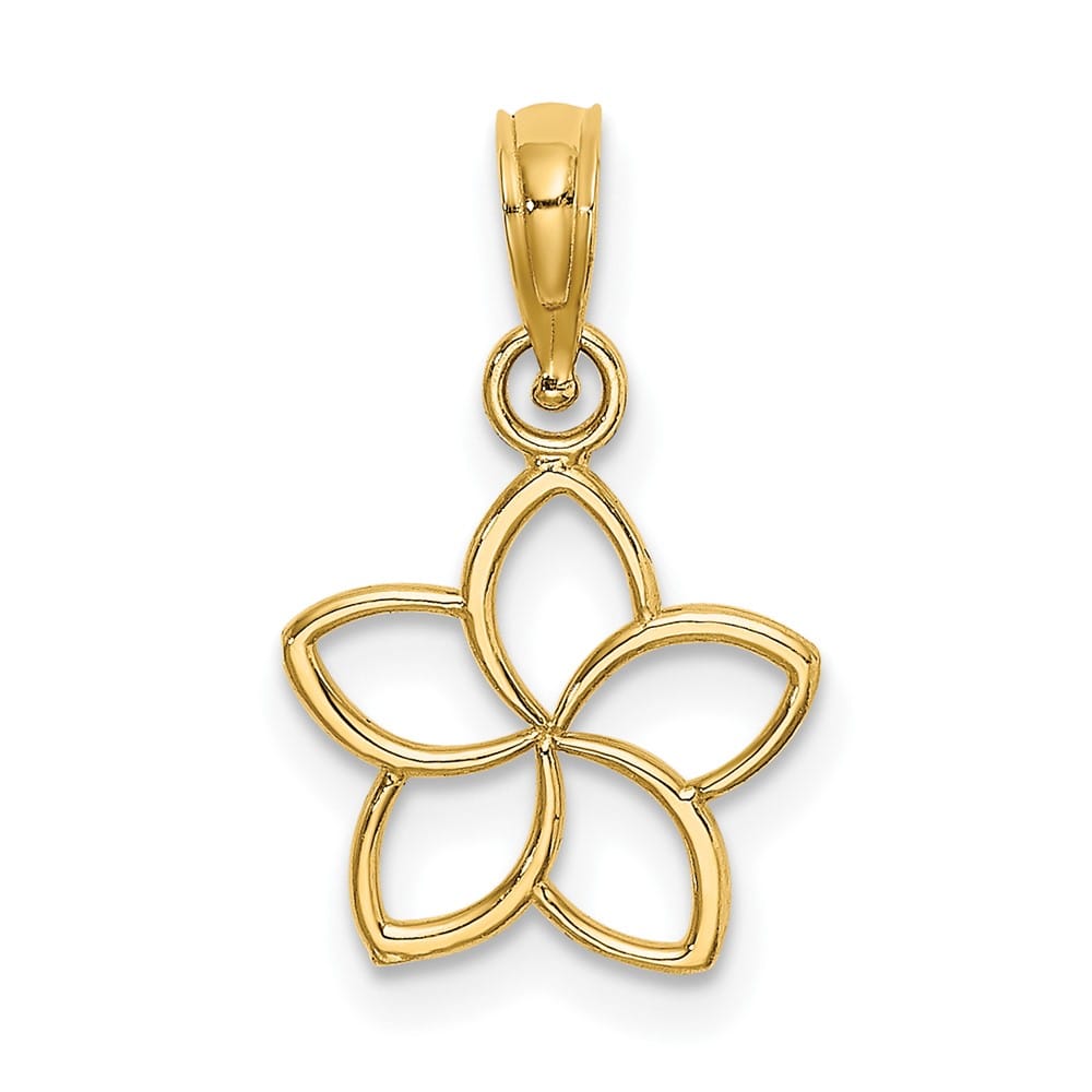 10K Yellow Gold Solid Polished Cut-Out Small Flower Charm