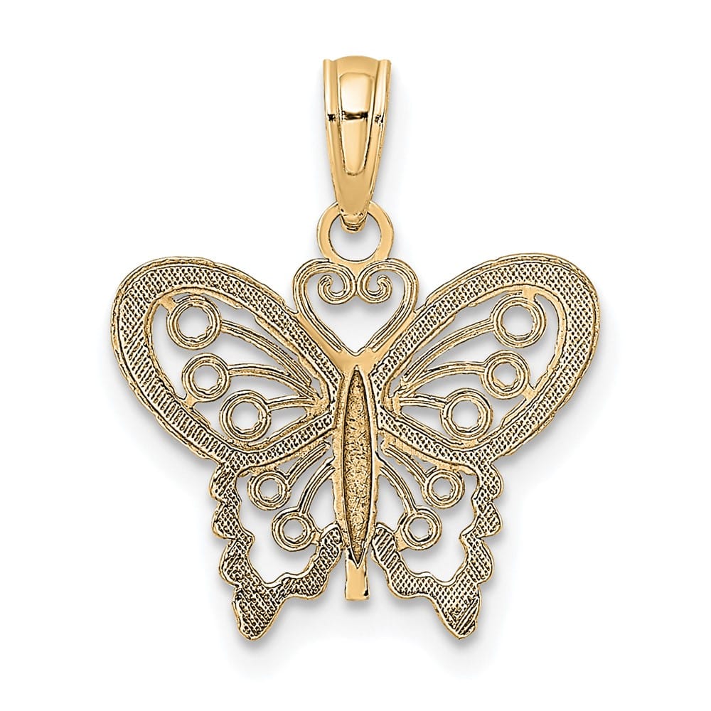 10K Yellow Gold Solid Polished D.C. Extra Large Butterfly Charm