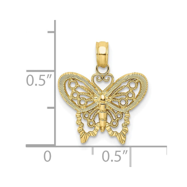 10K Yellow Gold Solid Polished D.C. Extra Large Butterfly Charm