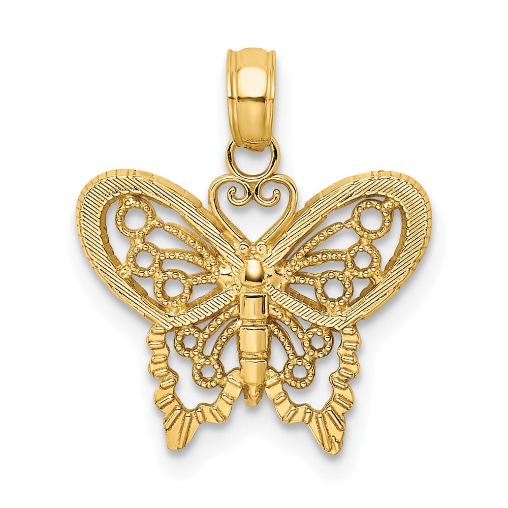 10K Yellow Gold Solid Polished D.C. Extra Large Butterfly Charm