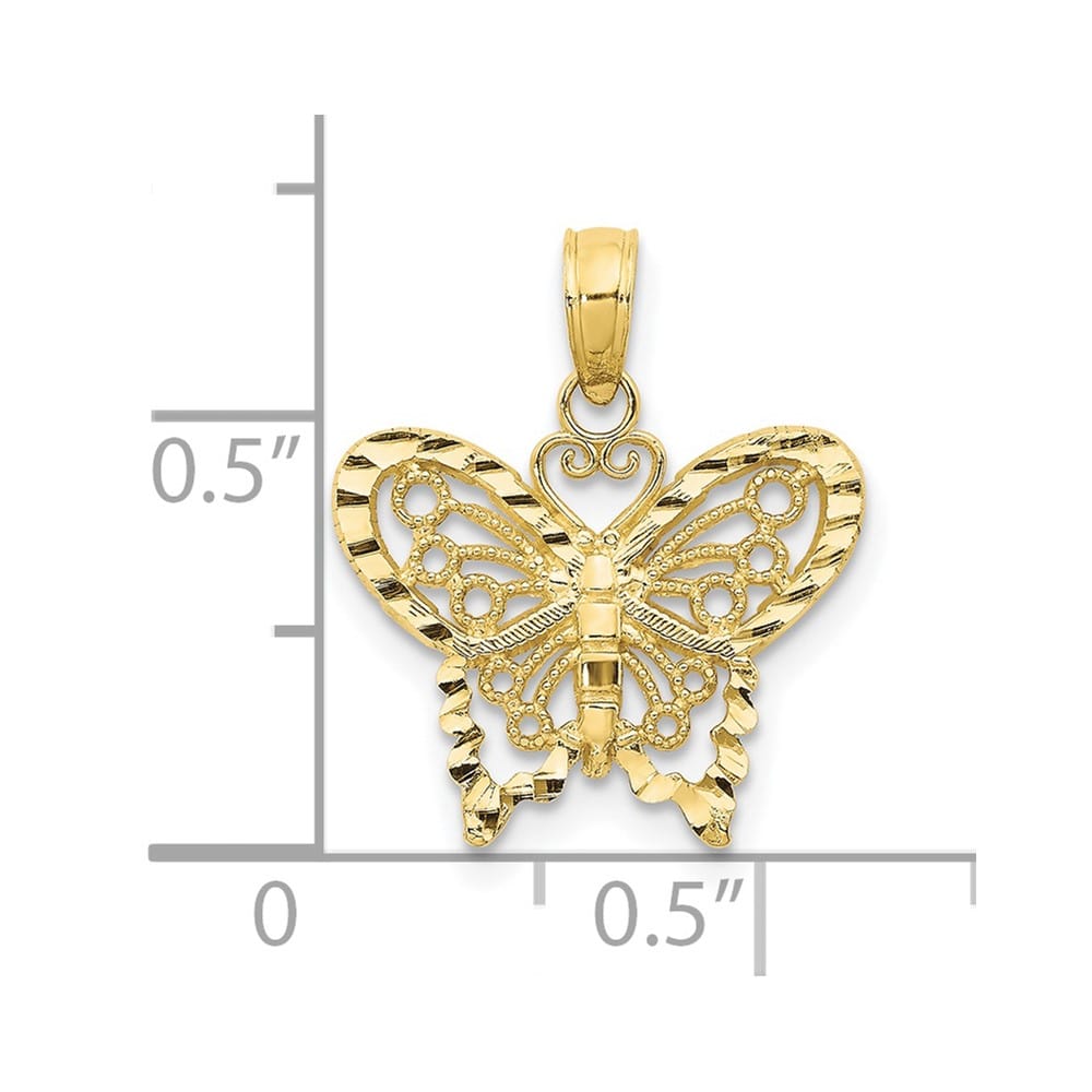 10K Yellow Gold Solid Polished D.C. Extra Large Butterfly Pendant