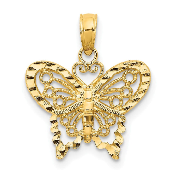 10K Yellow Gold Solid Polished D.C. Extra Large Butterfly Pendant