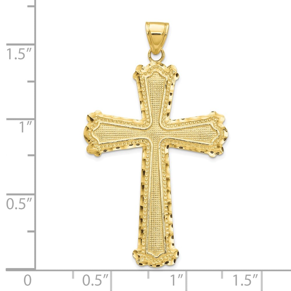 10K Yellow Gold Solid Polished D.C. Extra Large Latin Cross Pendant